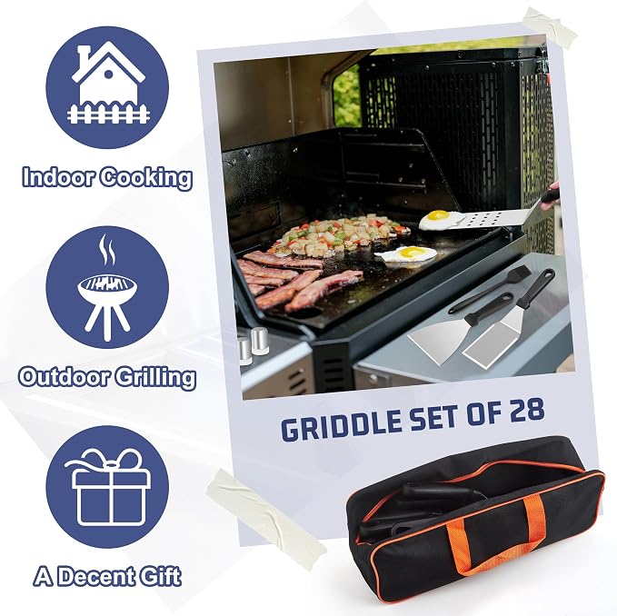 HaSteeL 28Pcs Griddle Accessories Kit, Stainless Steel Flat Top Grill Accessory - Image 8