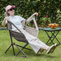 Folding Hammock Chair in Tan with Steel Frame and Carry Bag