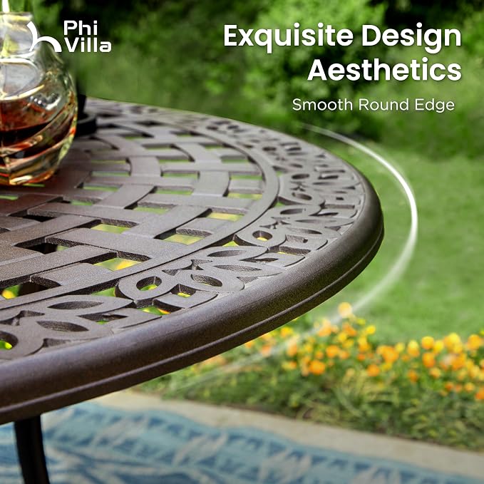 PHI VILLA Cast Aluminum Patio Dining Set - Image 7