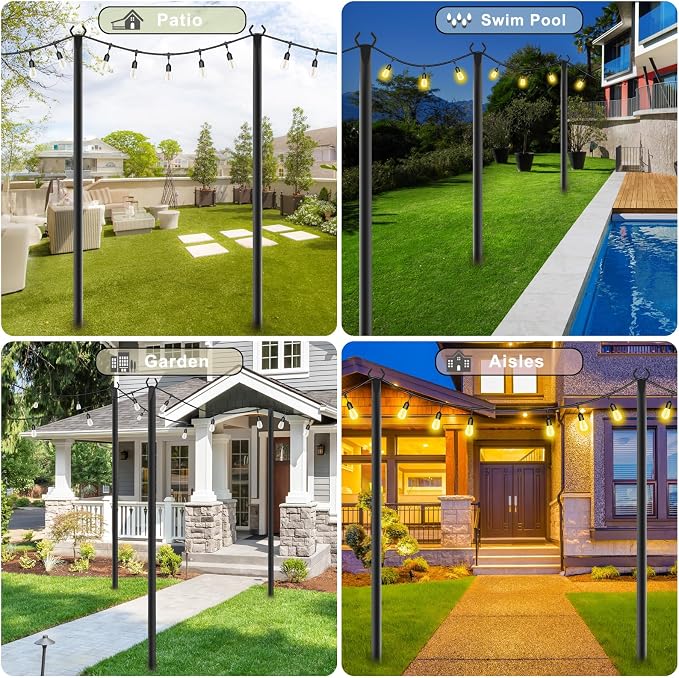 6 Pack String Light Poles, Metal Poles - Image 2
