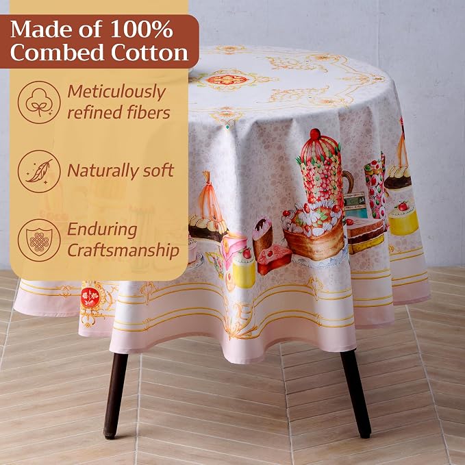Maison d'Hermine Premium Table Cloth Round Table 100% Cotton 70 Inches - Image 4