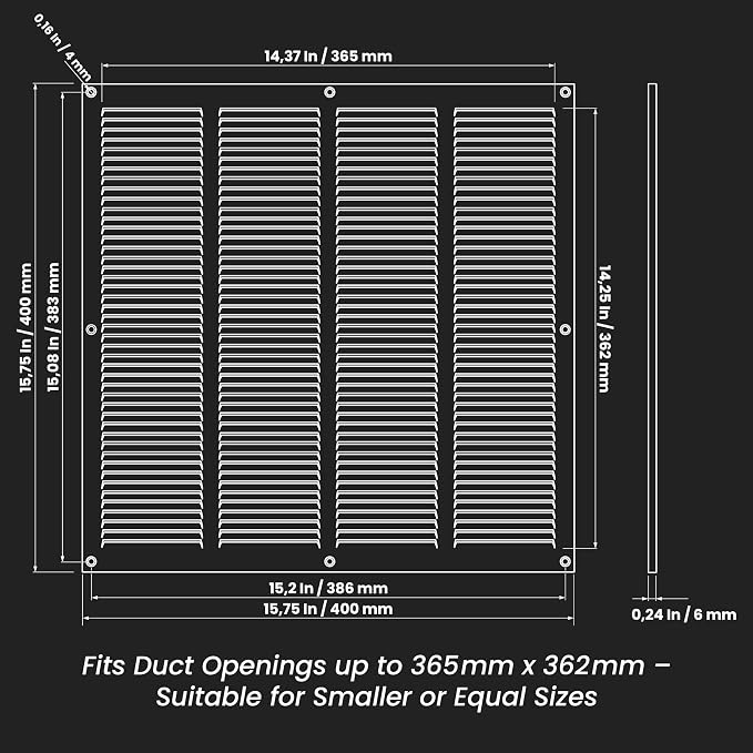Repa Market Air Vent Cover 16x16 Inch Brown Galvanized Steel Louvered Grill - Image 2