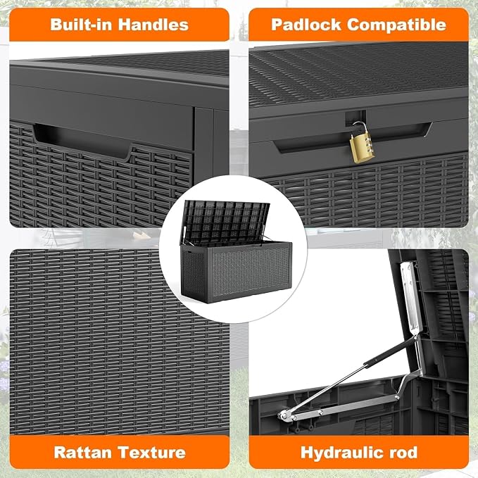 120 Gallon Deck Box, Resin Outdoor Storage Box - Image 4