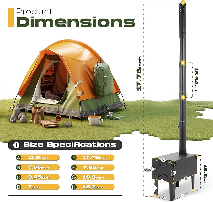 HECASA Wood Burning Stove Tent Camping Stove - Image 2