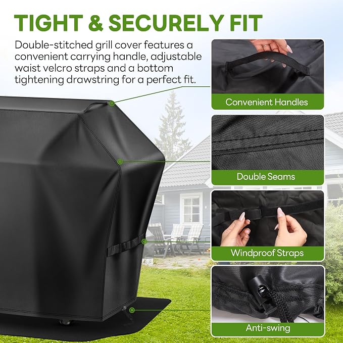 Grill Cover 65 Inch & Under Grill Mat, Waterproof Fade Resistant Anti-UV - Image 6
