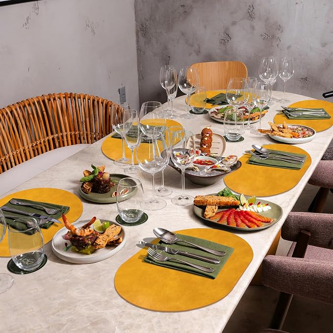 ADRIMER Placemats, Heat Resistant Oval Placemats Set of 8 Washable 12 x 17 Inch - Image 7