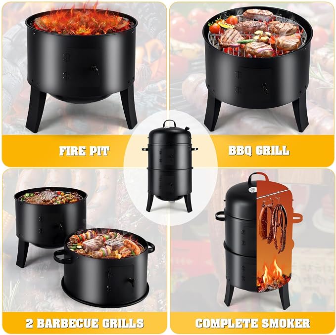 TCFUNDY 32" Vertical Charcoal Smoker Grill, Heavy-Duty BBQ Grill - Image 3