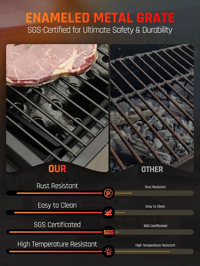 NATURAL EXPRESSIONS Charcoal Grills BBQ grill, 36 in Large Smoker Grill - Image 4