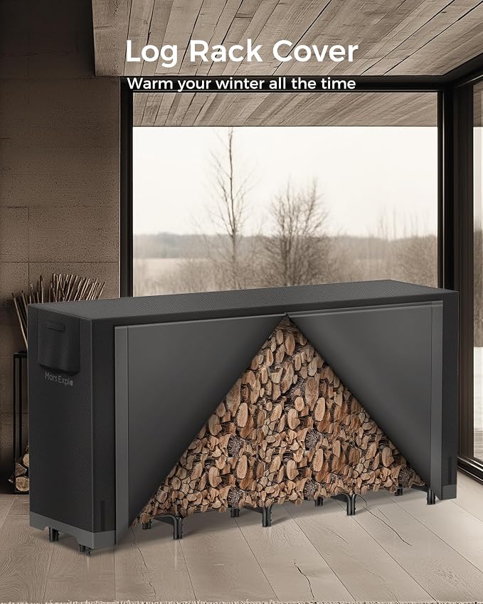 8ft Firewood Rack Outdoor with Cover, Heavy Duty Wood Racks Outdoor - Image 2