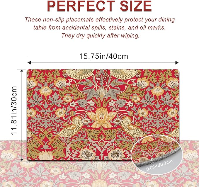 Strawberry Thief Red Placemats - Image 6