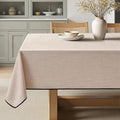 MIULEE Natural-Black Linen Polyester Tablecloth 60x84 Inch Spring Rectangle by MIULEE