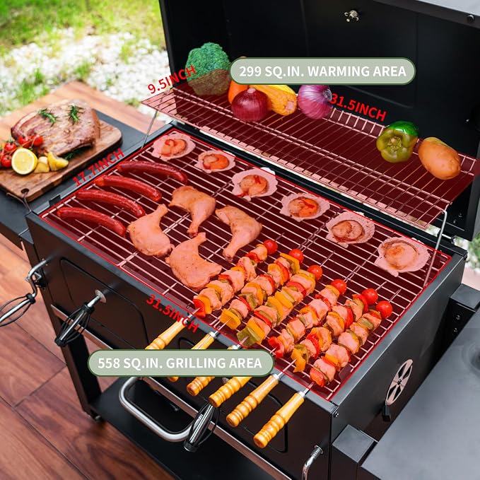 Kenadne Charcoal Grill Outdoor BBQ Grill, Extra Large Cooking Area 794 Square - Image 5