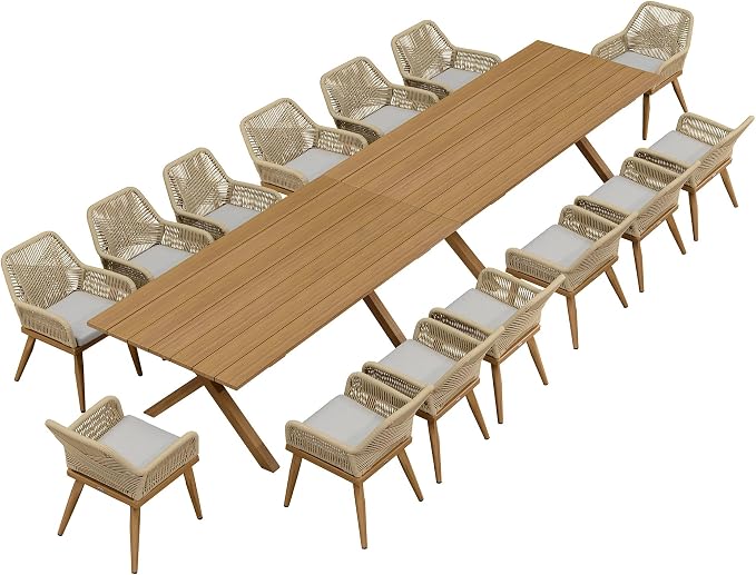 PURPLE LEAF Outdoor Dining Set All-Weather PE Rattan Outdoor Patio Furniture Set by PURPLELEAF