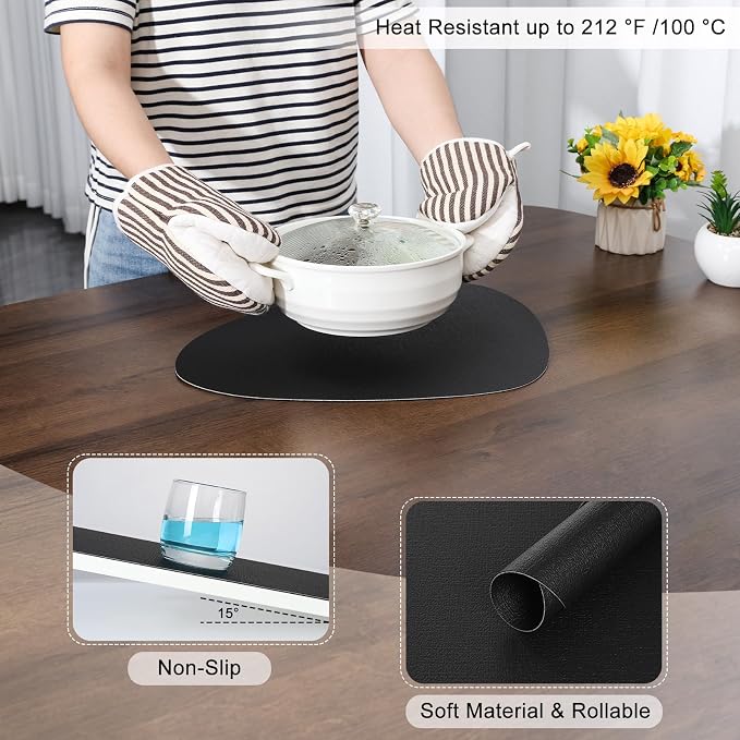 Placemats and Coasters, Washable Reversible Placemats Round Faux Leather - Image 5