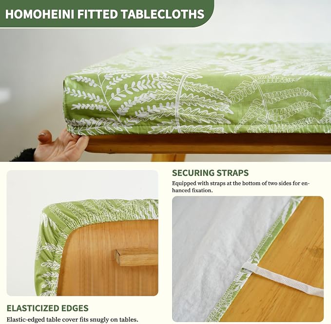 Rectangle Picnic Table Cloth, Elastic Waterproof Fitted Vinyl Tablecloths - Image 2