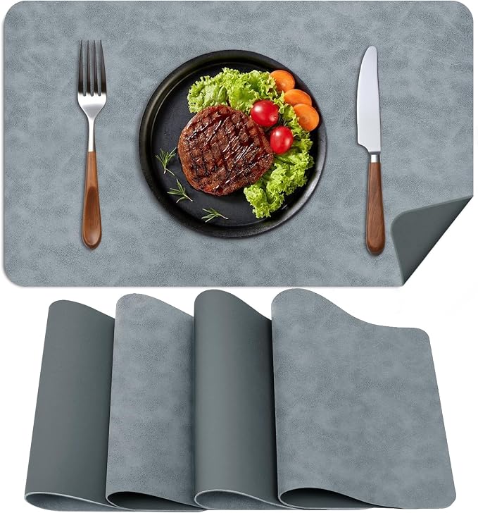 Faux Leather Placemats, Heat-Resistant, Waterproof and Oil-Proof, Reversible by BLESWIN