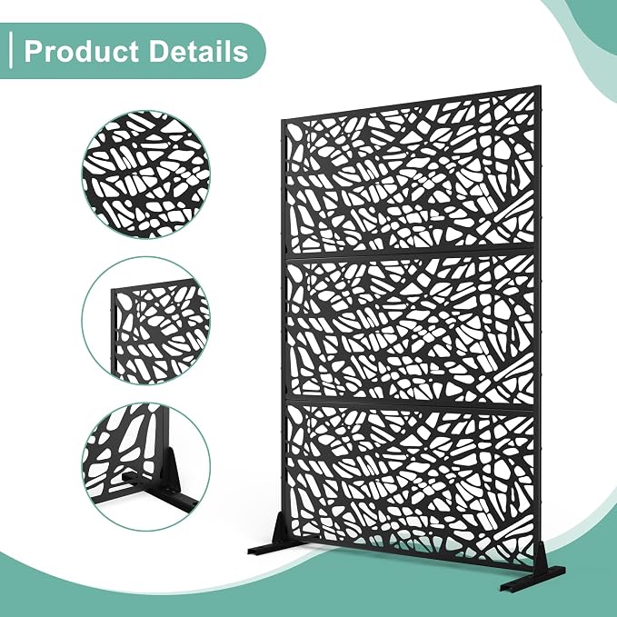 Metal Privacy Screen for Outdoor & Indoor Use, Free Standing Privacy Screen for - Image 4