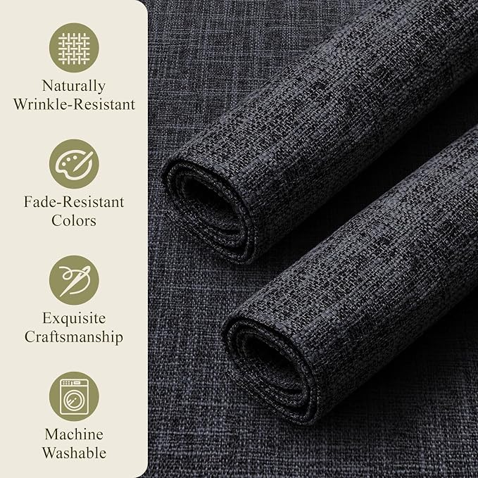 KXN Placemats Set of 6, Dual-Layer Thickened Faux Linen Table Mats, Heat - Image 5