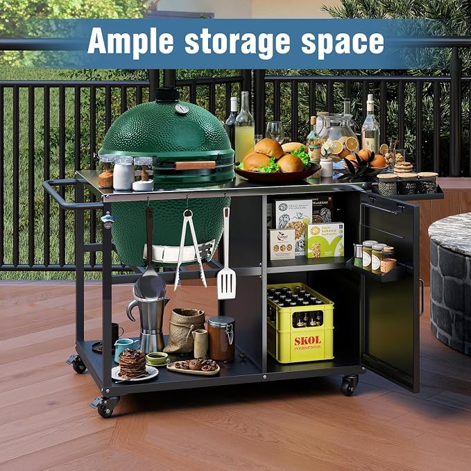 Big Green Egg Outdoor Grill Table, Portable Heavy Duty Grill Cart - Image 6
