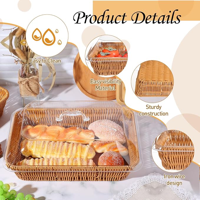 2 Set Wicker Bread Basket for Serving - Image 4