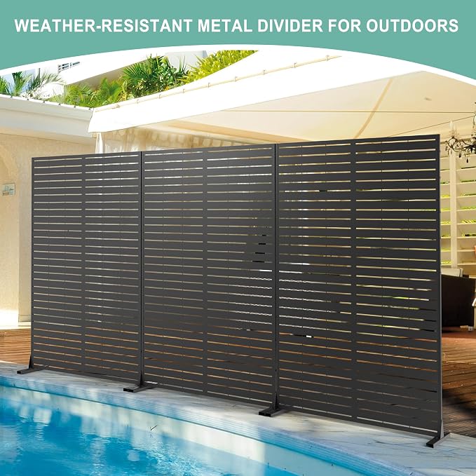 Metal Privacy Screen for Outdoor & Indoor Use, Free Standing Privacy Screen for - Image 5