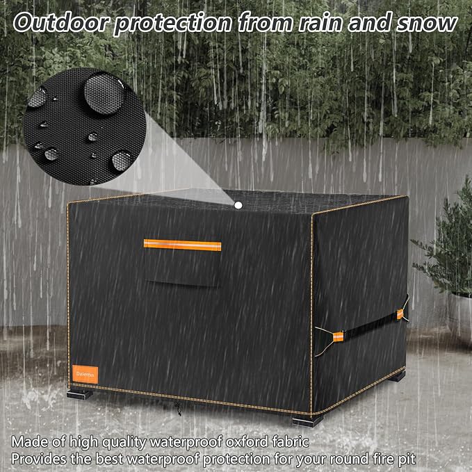 Fire Pit Cover, Outdoor Heavy Duty 600D 100% Waterproof Fire Pit Cover Square - Image 4