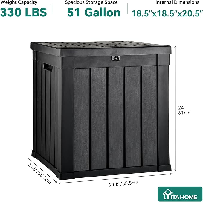 YITAHOME 51 Gallon Outdoor Storage Deck Box, Waterproof Resin Package Delivery - Image 7
