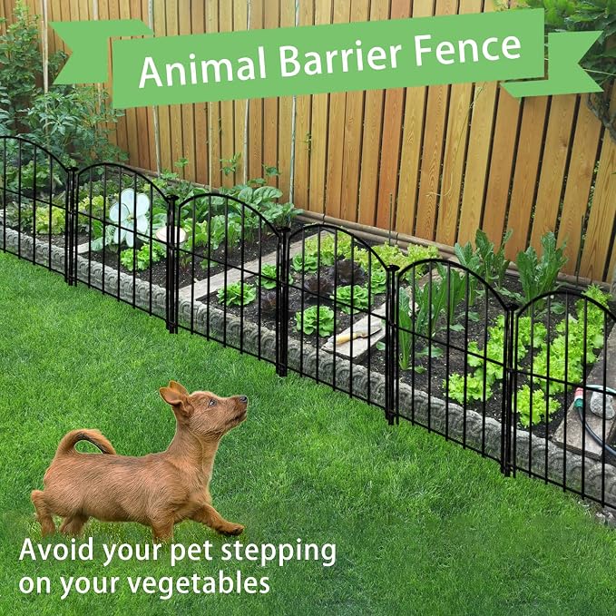 Decorative Garden Fence 17inx13in, 26 Pack Rustproof Metal No Dig Fence Animal - Image 6