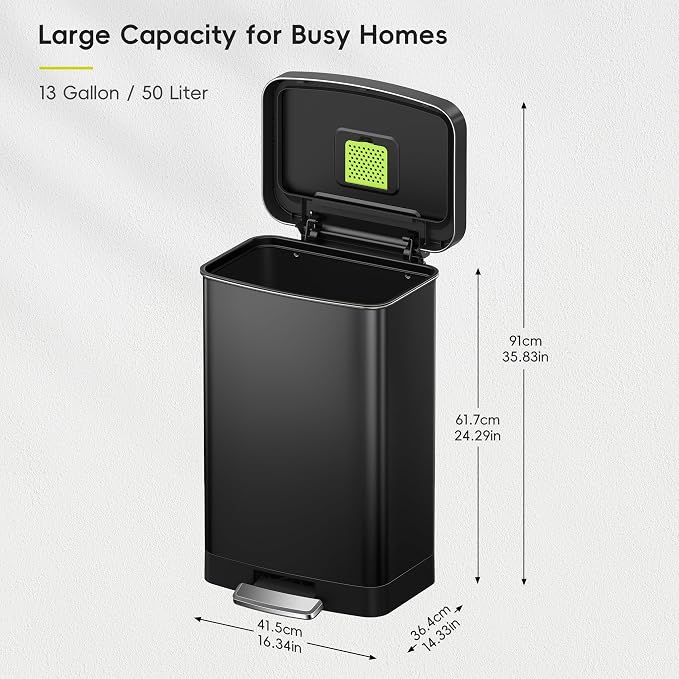 EKO Hudson 50 Liter/13.2 Gallon Kitchen Trash Can - Image 2