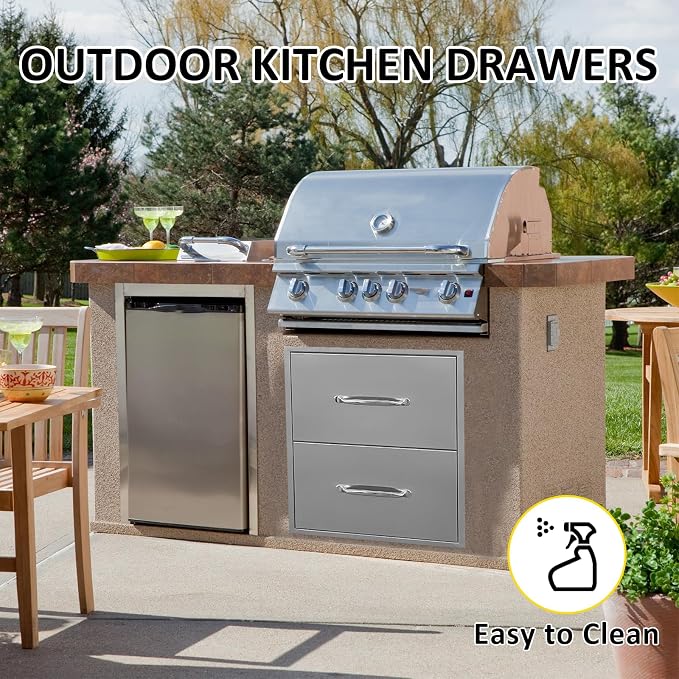 Outdoor Kitchen Drawers 18" W x 21" H x 18" D Flush Mount Double BBQ Drawers - Image 5