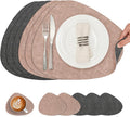 Placemats and Coasters, Washable Reversible Placemats Round Faux Leather by Chitomars