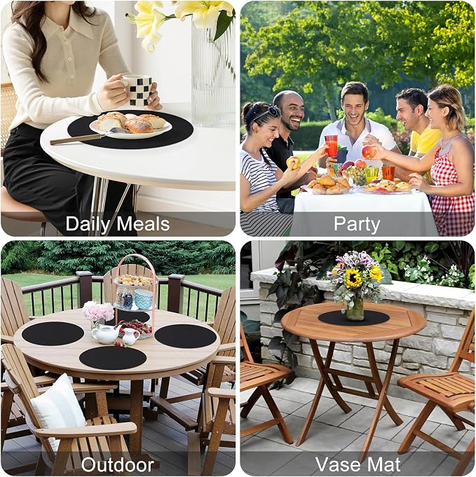Homaxy Round Faux Leather Placemats and Coasters, Washable Dual-Side Table Mats - Image 5
