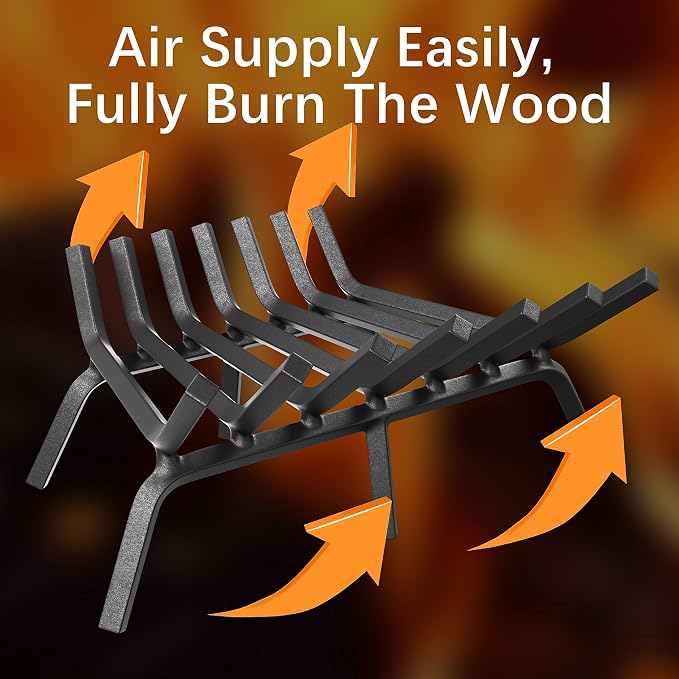 Mr IRONSTONE Fireplace Grate 21 inch Solid Steel Heavy Duty Fireplace Log - Image 4