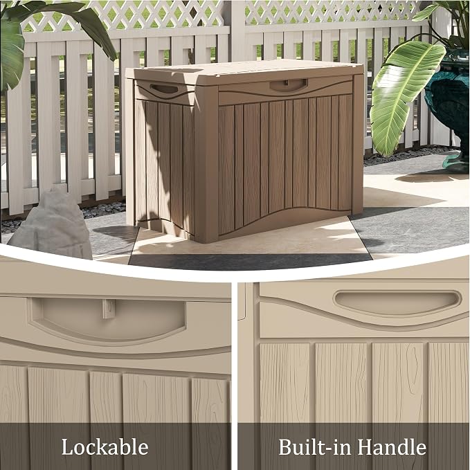 50 Gallon Plus Resin Deck Box, Waterproof Outdoor Storage Box - Image 6