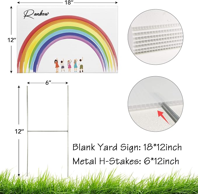 Blank Yard Lawn Signs, 4 Pack 18 x 12 Inches White Plastic - Image 2