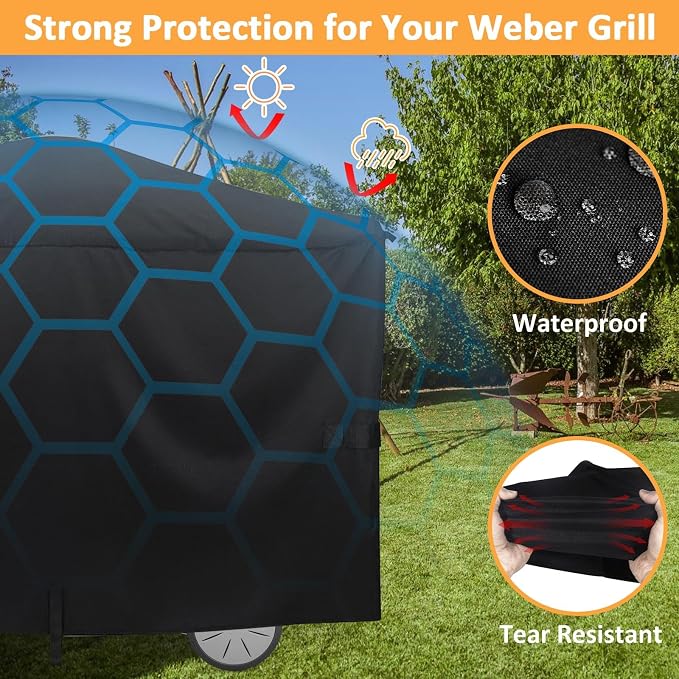 Grill Cover for Weber Q2000, Q3200 Gas Grills, Replacement for 7112 Cover - Image 5