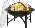 Fire Beauty Fire Pit for Outside Wood Burning, BBQ Grill Steel Fire Bowl by FireBeauty