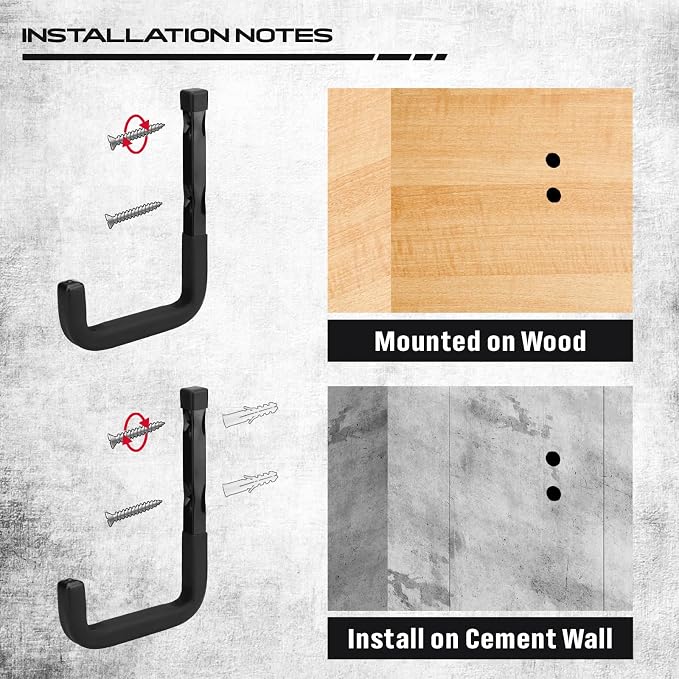 SEDY Heavy Duty Garage Storage Hook: 4-Piece 6" Wall Mount J Utility Hooks - Image 5