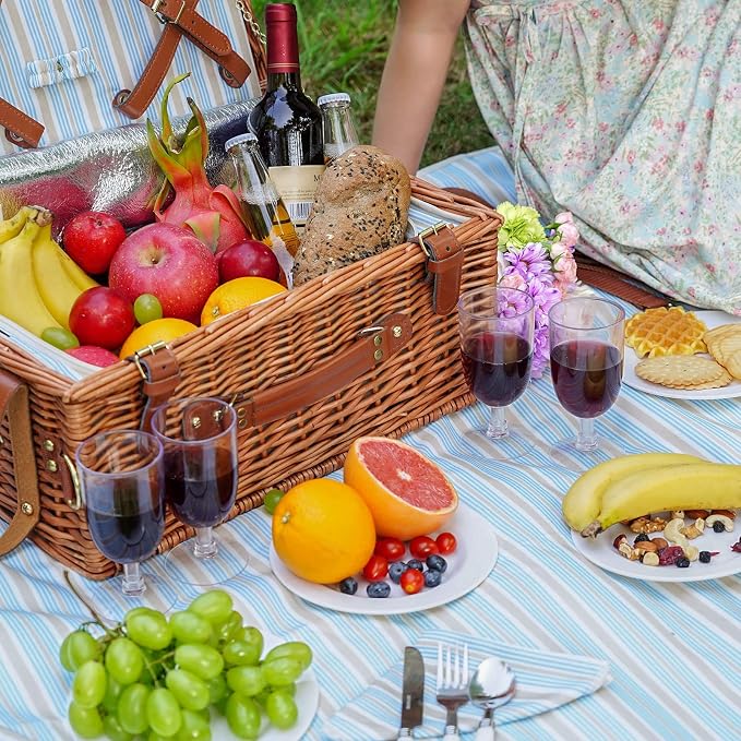 HappyPicnic Wicker Picnic Basket Set - Image 8