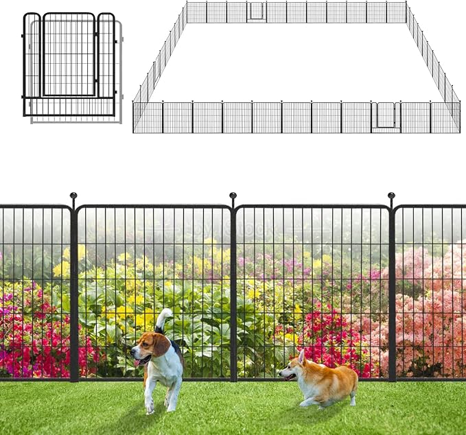 Garden Fence with Gate Metal Fencing Outdoor by Jhsomdr