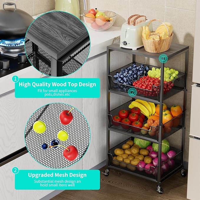 HapiRm Fruit Basket Kitchen Cart - Image 5