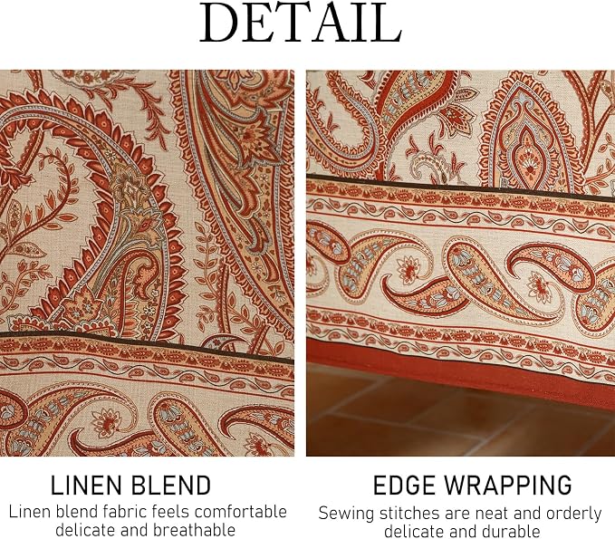 ISAENNE Designer French Red Small Square Tablecloth, Fall Linen Table Cloth - Image 6