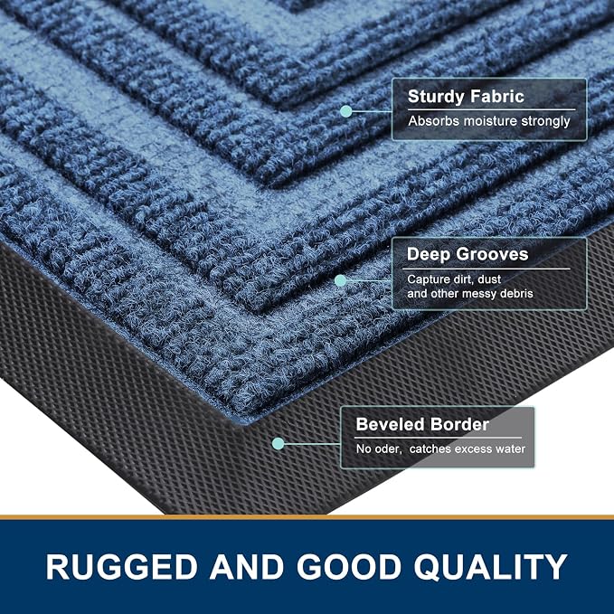 Buganda Front Door Mat Indoor Outdoor Entrance, Non-Slip Natural Rubber Doormats - Image 4