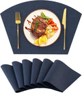 Homaxy Round Table Placemats Set of 6, Washable Wedge Shaped Faux Leather Table by Homaxy