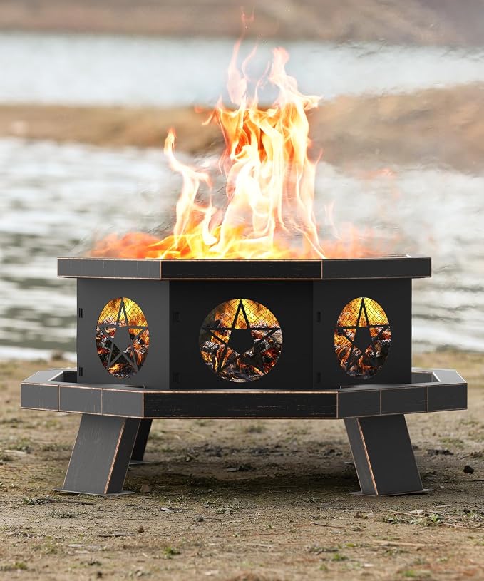26 inch Fire Pit, Firepits for Outside Wood Burning Fire Pits by SUNOUTLY
