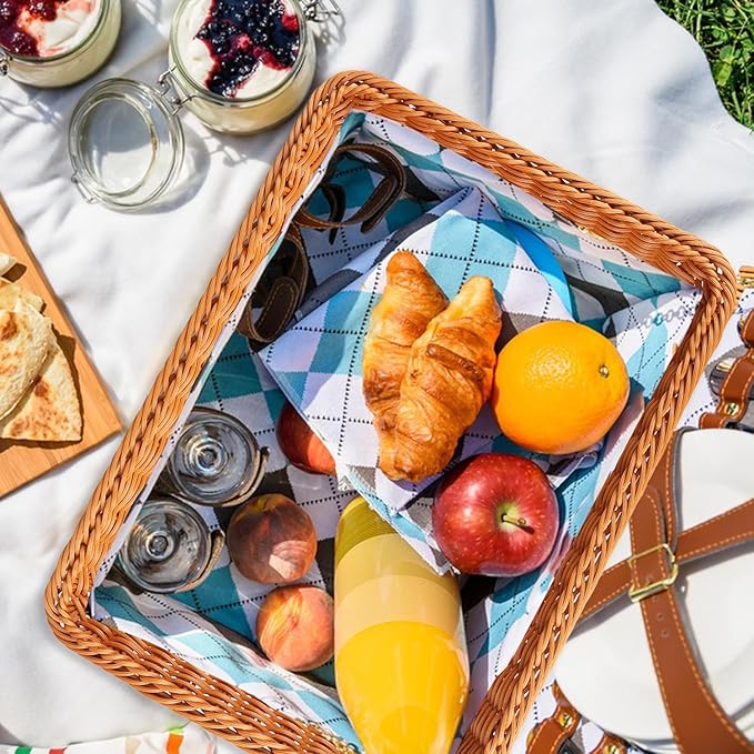 5 PCS 13.8x9.8 Inch Wicker Bread Basket, Woven Serving Basket, Tabletop Food - Image 5
