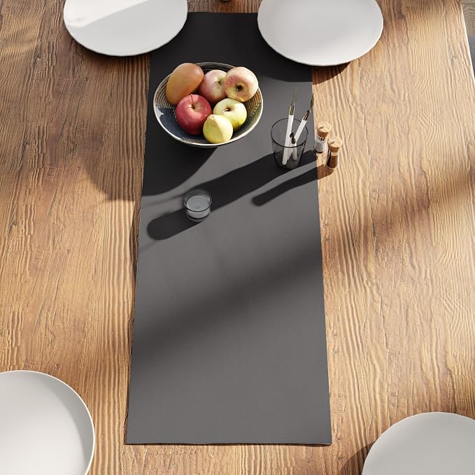 Encasa XO Table Runner 13"x36" Long | Cotton Canvas Fabric | Grey Solid Color | - Image 3