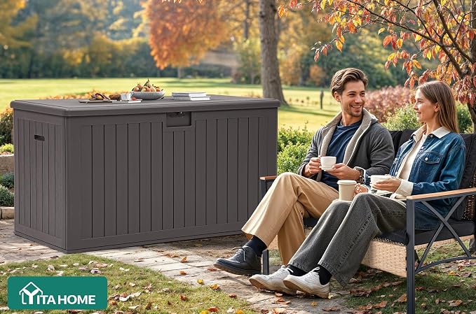 YITAHOME 200 Gallon Extra Large Deck Box, Double-Wall Resin Outdoor Storage Box - Image 8