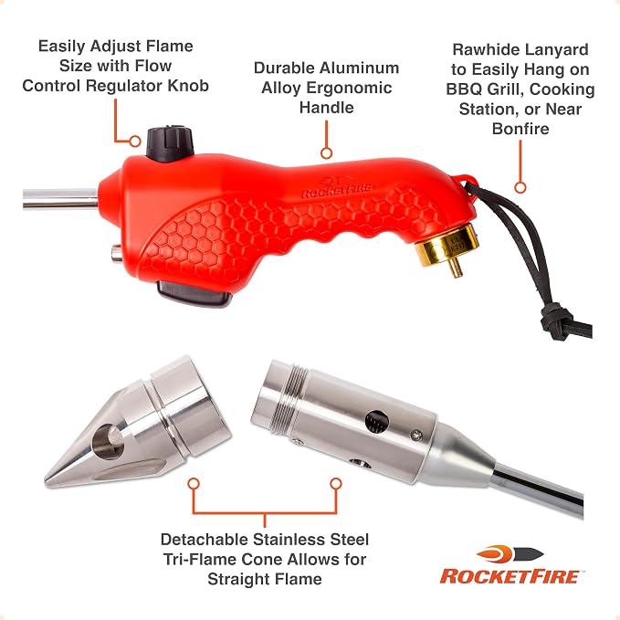 ROCKETFIRE Fire Starter Torch | Perfect Propane Torch Head, Grill Gun, Charcoal - Image 4