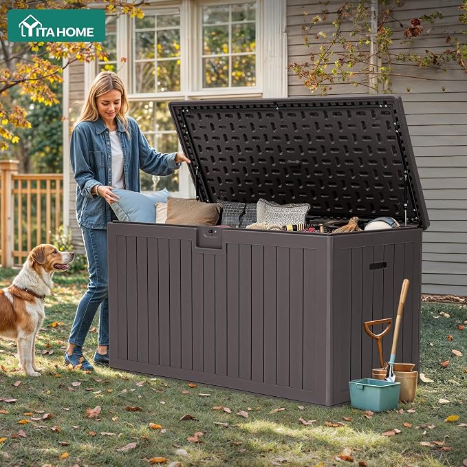 YITAHOME 200 Gallon Extra Large Deck Box, Double-Wall Resin Outdoor Storage Box - Image 2